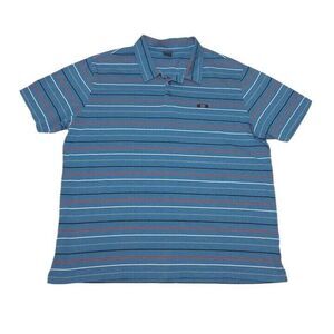 Oakley Men's 2XL Polo Shirt Striped Short Sleeve‎ Blue With Multicolor Stripes